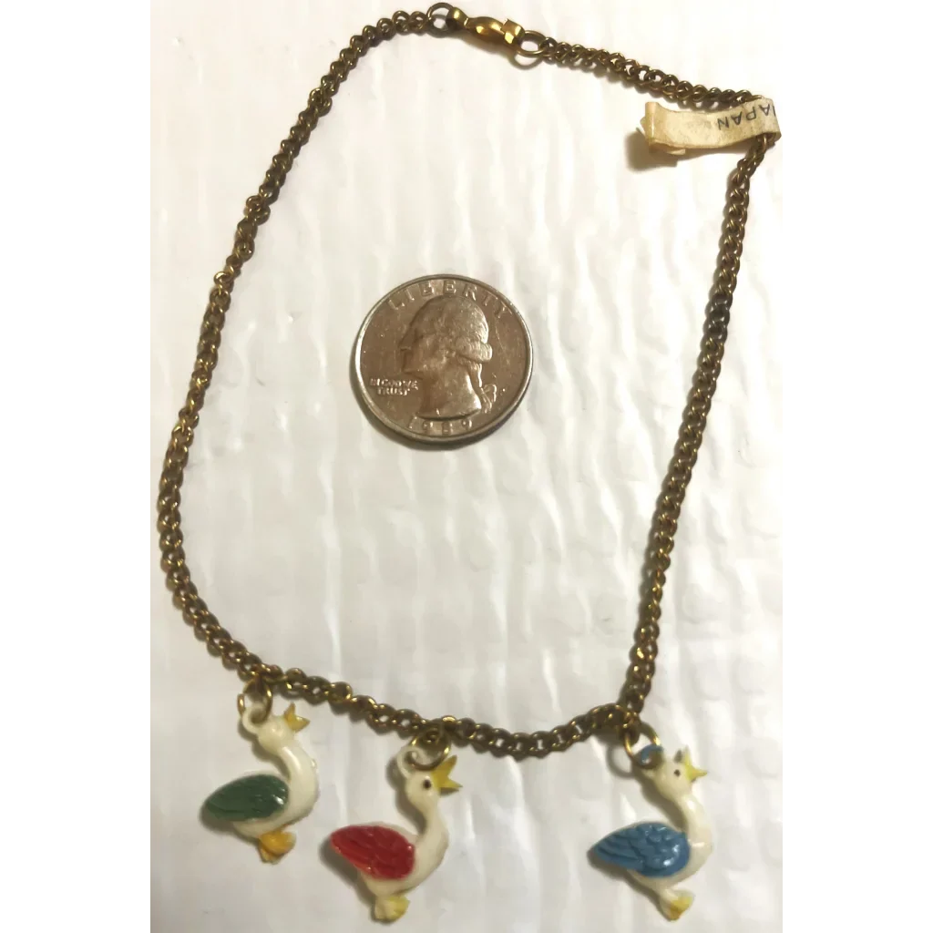 Adorable Antique Vintage 1950s Duck Choker Necklace