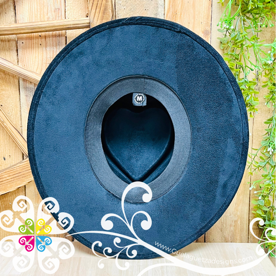 Black Heart Mitla Velvet Hat - Hand Painted Hat