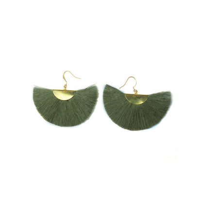 Cleo Fan Boho Colorful Brass Earrings - Thailand