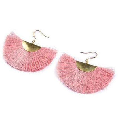 Cleo Fan Boho Colorful Brass Earrings - Thailand
