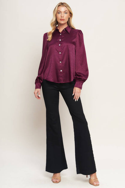 SCARLET LEOPARD WOVEN TOP