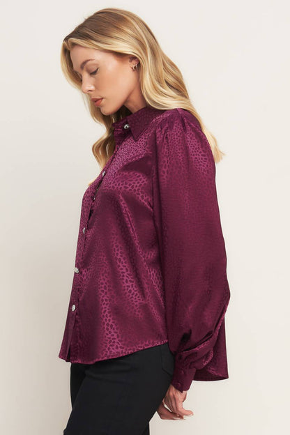 SCARLET LEOPARD WOVEN TOP