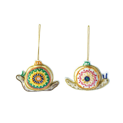 Sequin & Glass Bead Cotton Snail Ornament