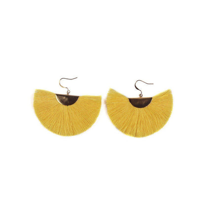 Cleo Fan Boho Colorful Brass Earrings - Thailand