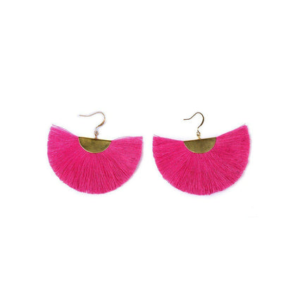 Cleo Fan Boho Colorful Brass Earrings - Thailand