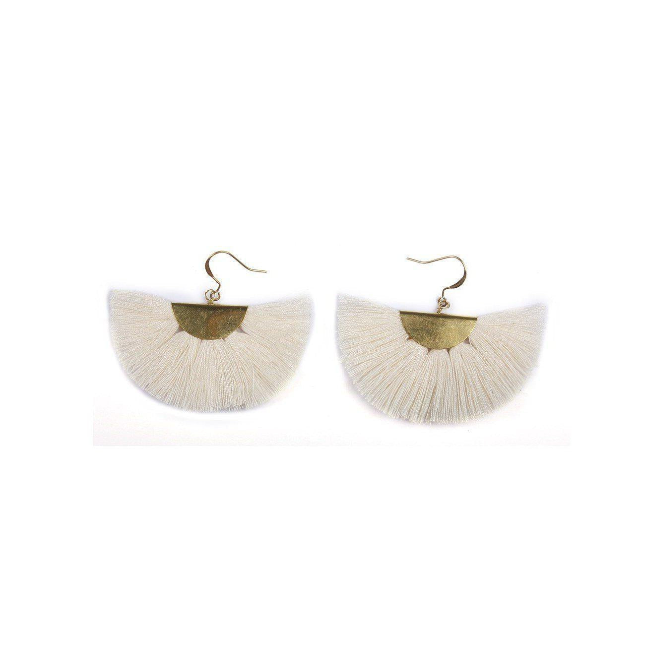 Cleo Fan Boho Colorful Brass Earrings - Thailand