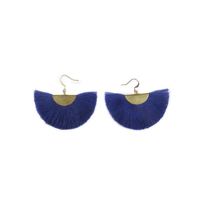 Cleo Fan Boho Colorful Brass Earrings - Thailand