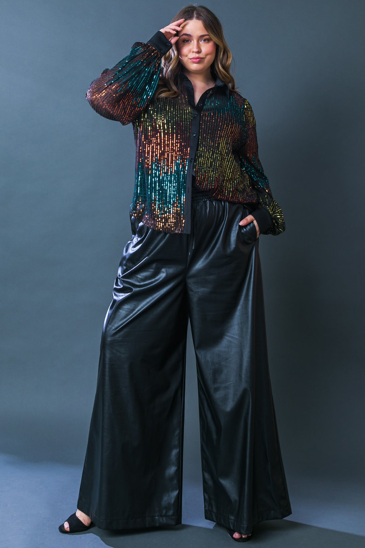CAUSE A COMMOTION SEQUIN BLOUSE