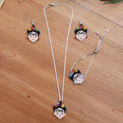 Frida Kahlo Seed Bead Necklace - Mexico