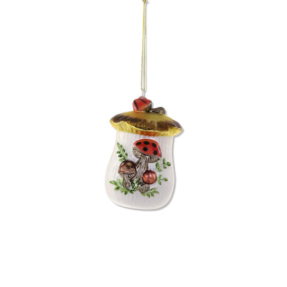 Retro Mushroom Cookie Jar Glass Ornament