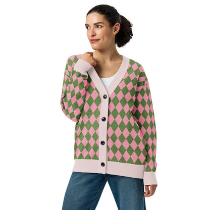 Popular Green and Pink Knitted cardigan Sizes 2XS - 3XL